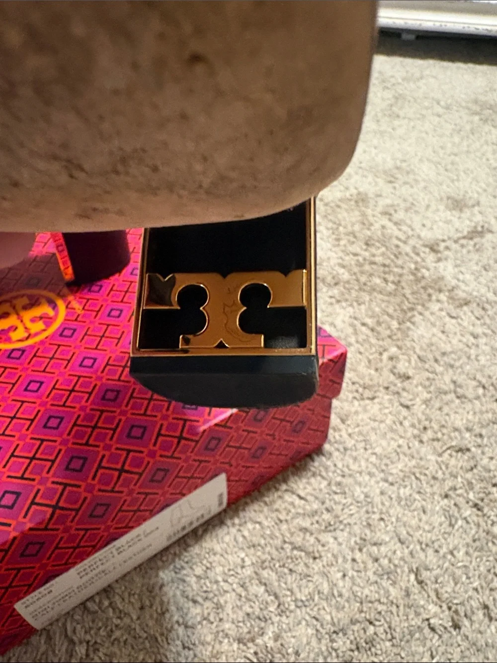Tory Burch Black Leather Ankle Booties with Gold Heel Detail